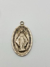 Vintage sterling silver oval Catholic miraculous medal