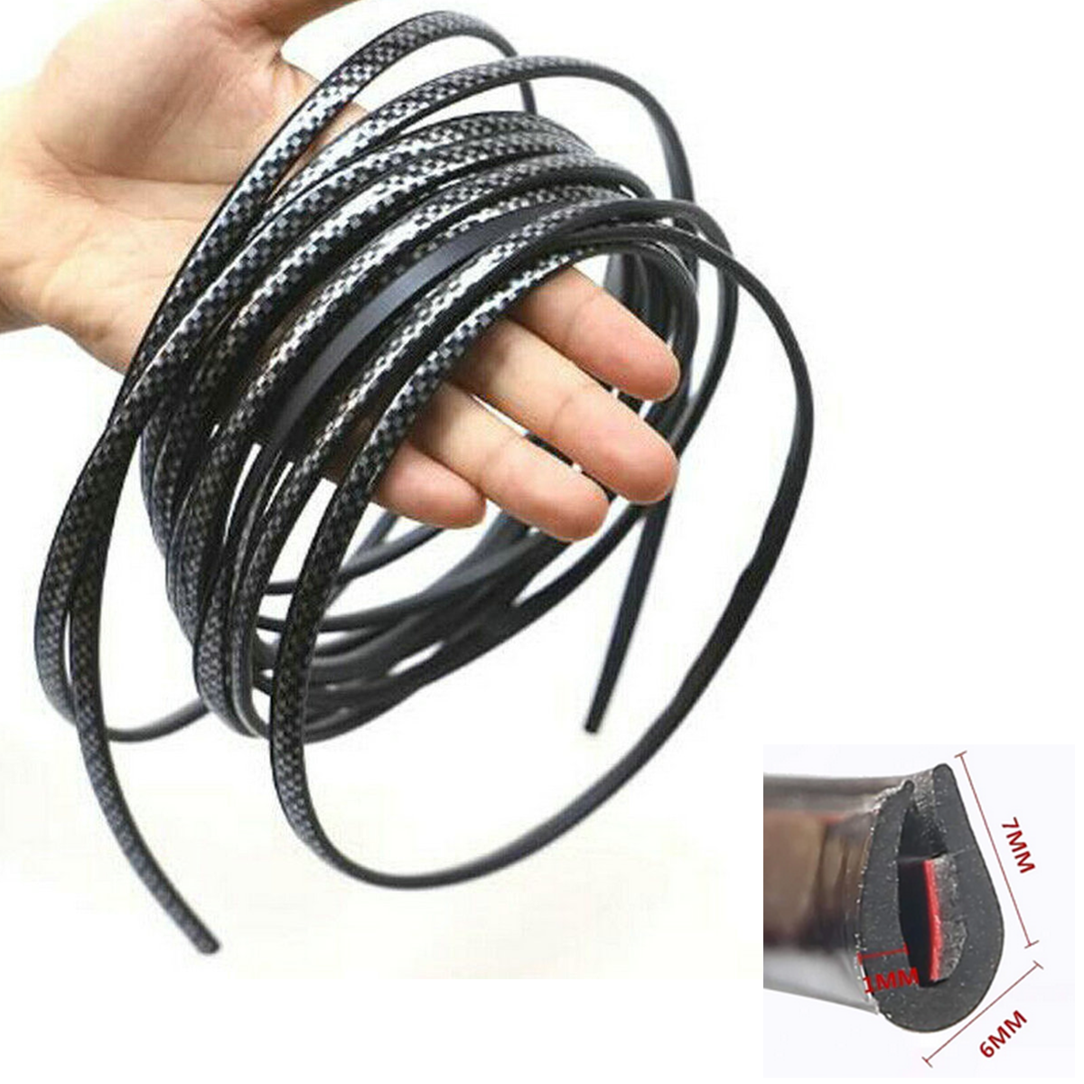 Carbon Fiber Rubber Moulding Trim Strip Car Door Edge Scratch Guard Protector