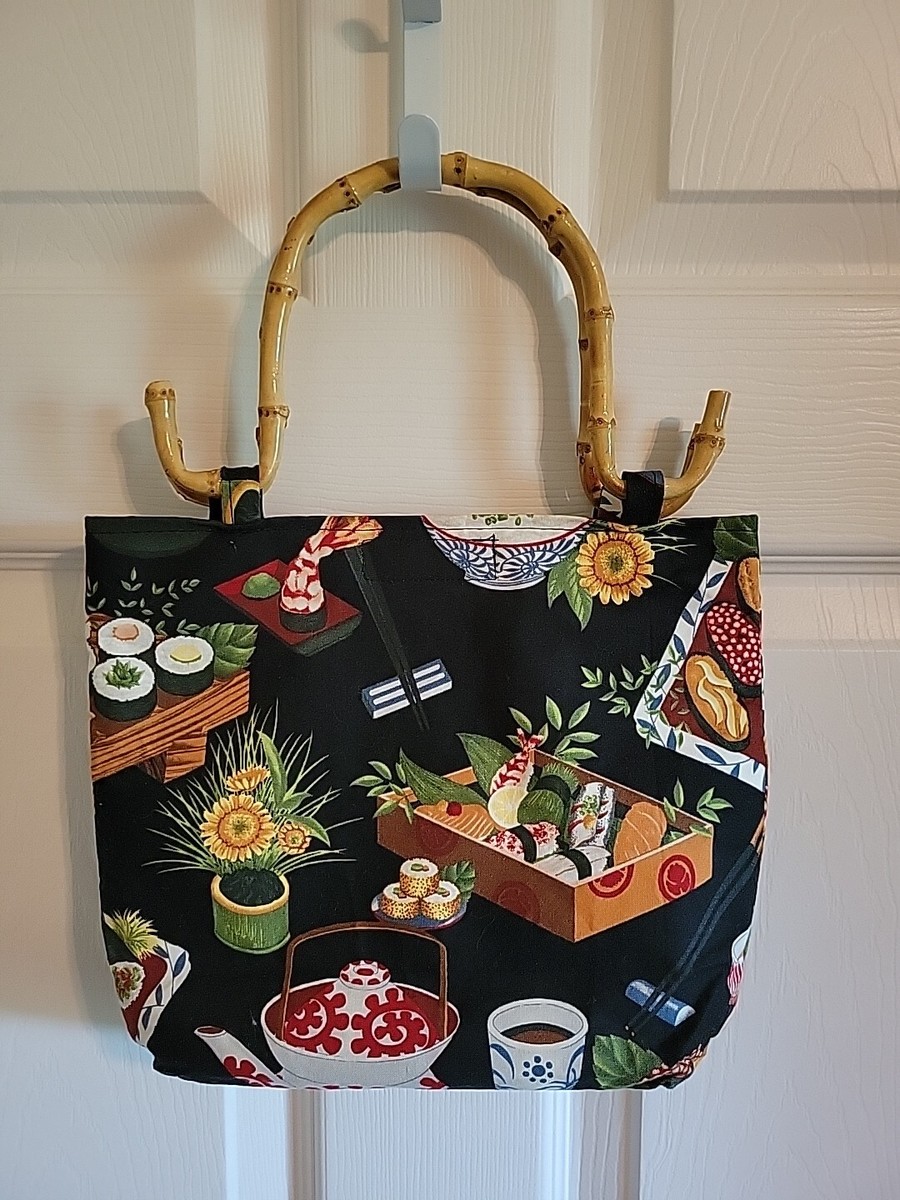 Asian/Sushi Print Bag w/ Bamboo Handles | eBay