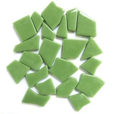 Green Odd Cut Shaped Glass Mosaic Tiles - 25 Tiles - Sizes 3/8 to 1 inch