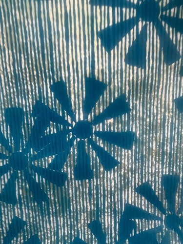 vintage 1960s 50s funky fun starburst wallpaper flocked mcm retro disco blue - Picture 9 of 23