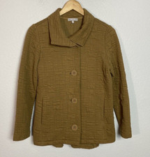 Habitat Clothes To Live In Box Quilt Button Front Jacket Brown Xs Oversized
