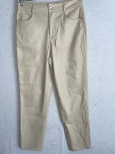Zara Faux Leather Pants Trousers Cream Sz 6 pockets