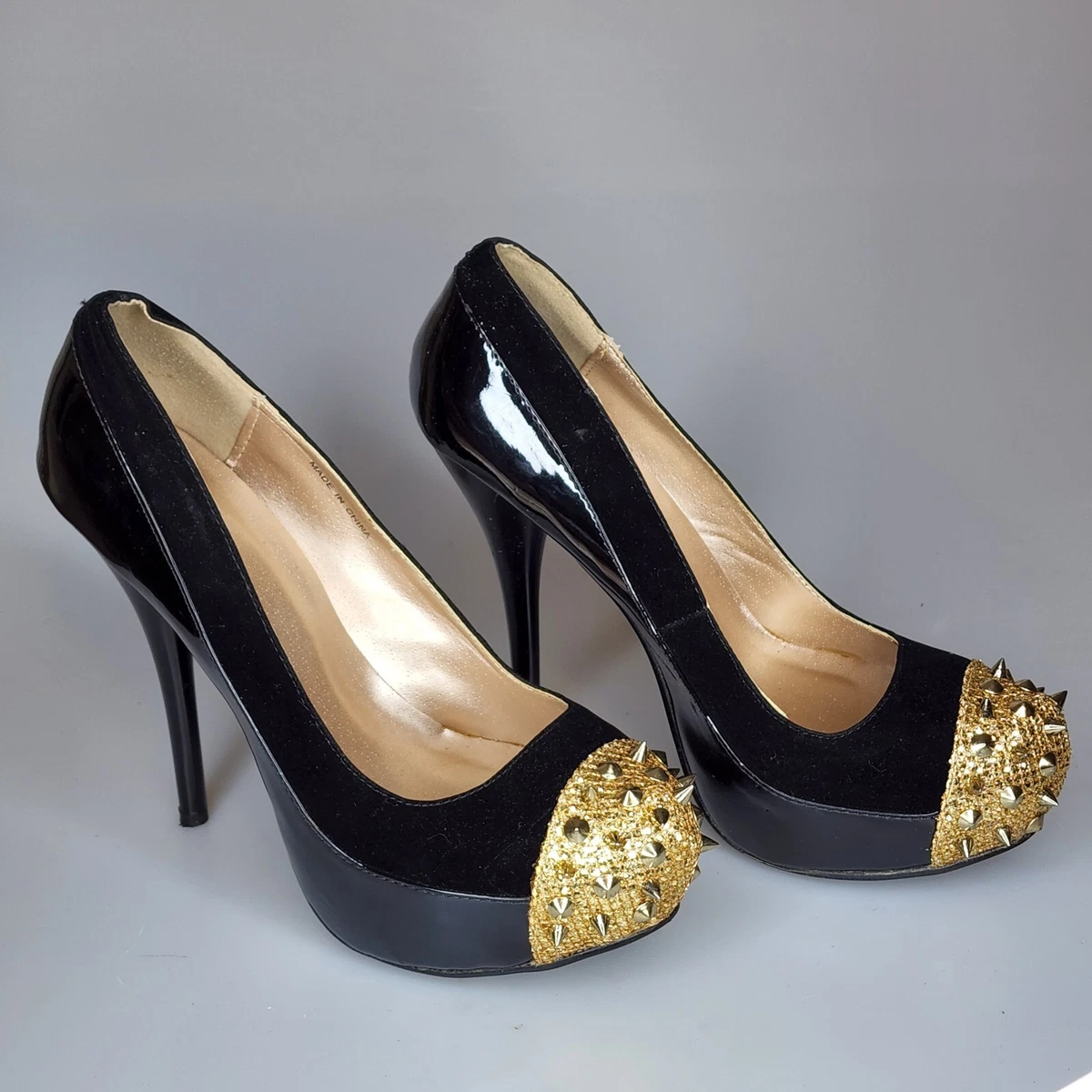 Black High Heels With Gold Spikes — free download