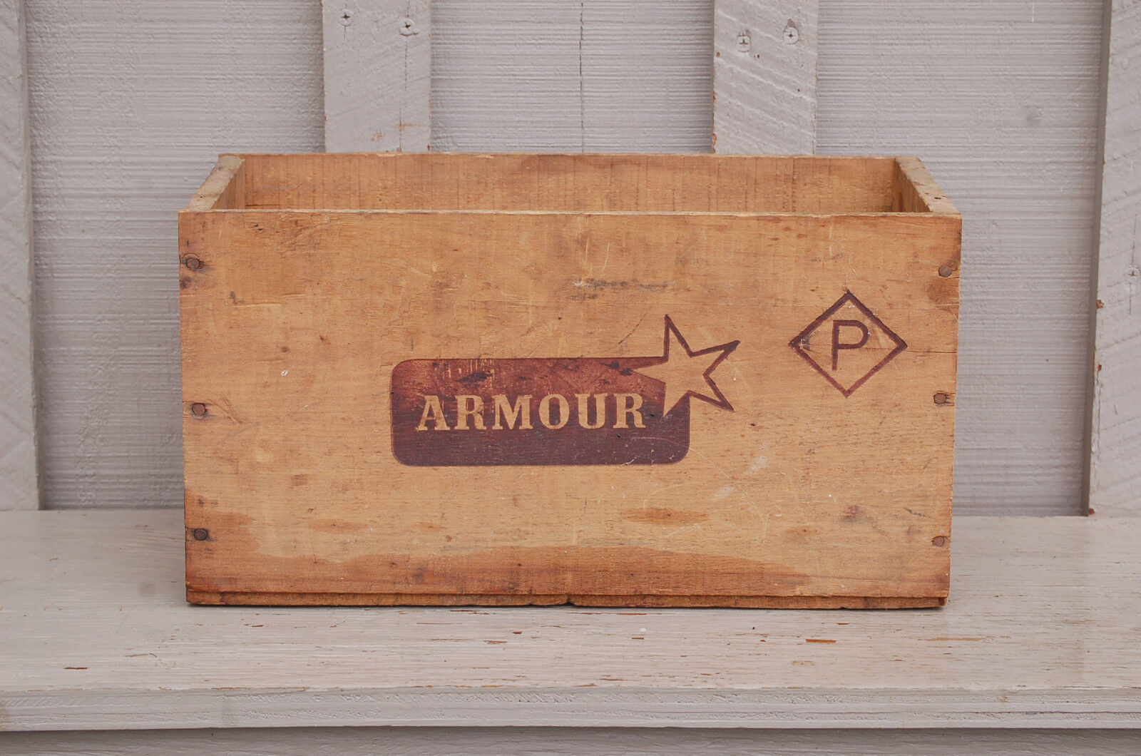 Old Vintage Antique Primitive Armour Wood Wooden Box Argentina Country Decor