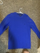 Polo Ralph Lauren Men's M Blue Crewneck Knit Pullover Sweater Logo Solid