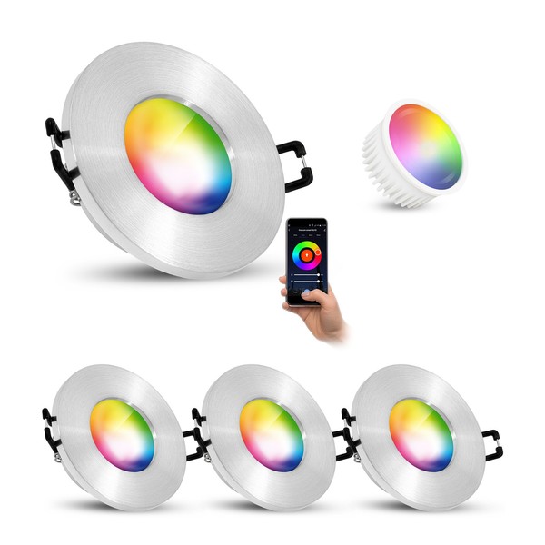 4X Isaso Einbauleuchte IP65 Bad Alu Rund Smart Lampe 4W Rgb Cct Wlan Deckenlampe-image
