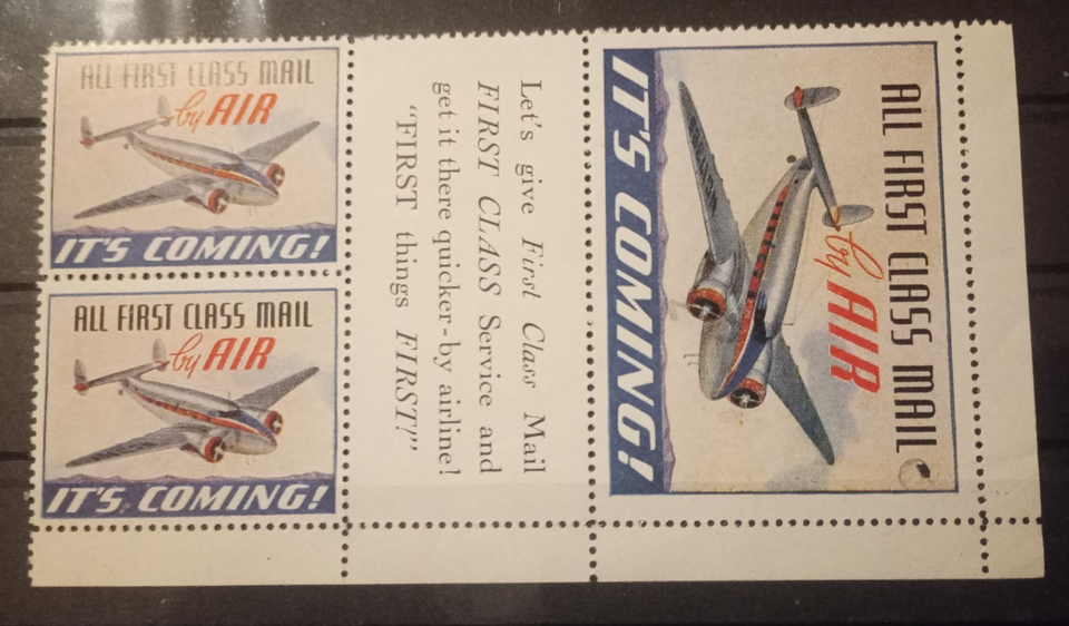 All First Class Mail by Air poster stamp advertising air mail aviation ...