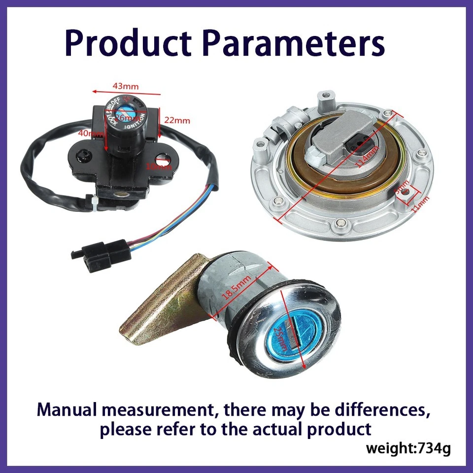 Fit For Honda CBR600 F2 F3 1991-1998 Ignition Switch Gas Cap Seat Lock Set 95 9 Foto 2 de 4