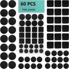 60Pcs Self Adhesive Felt Pads 3mm Chair Furniture Leg Floor Protectors Black