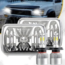 7x6 Stock Style Glass Lens Headlight Metal Headlamp H4 Led Headlight Bulbs Pair