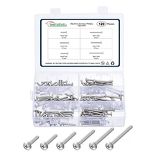 Machine Screws Phillips Head(M4x20/25/30/35/40/45mm) 120Pcs, Silver