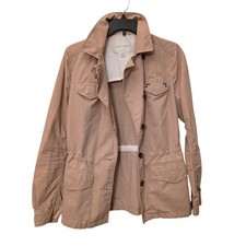 Vtg Banana Republic Tan Khaki Utility Field Jacket Safari 6 Studded Pockets