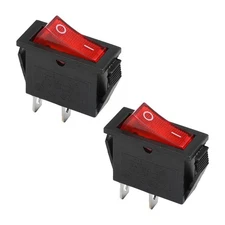2Pcs KCD3 ON/Off Boat Rocker Switch 2Pin 250V/15A 125V/20A Car Boat Red Rocke...