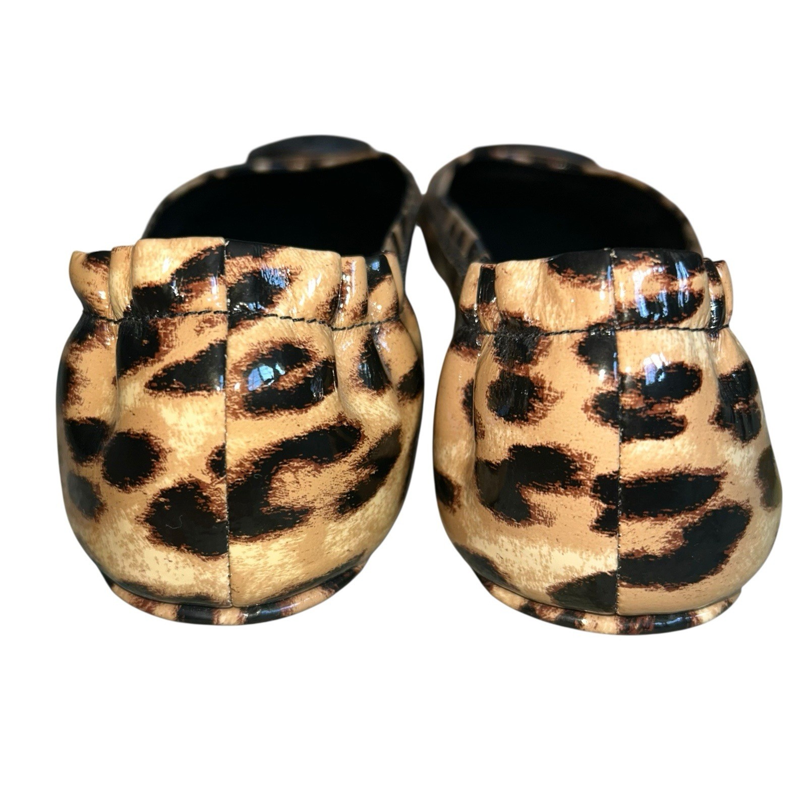 Tory Burch Minnie Leopard Patent Leather Travel Ballet Flats Logo $228 9.5 thumbnail 3