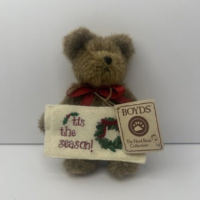 Boyds Bears Head Bean  Tizzy  Plush Christmas Bear w Tag  Tis the Season