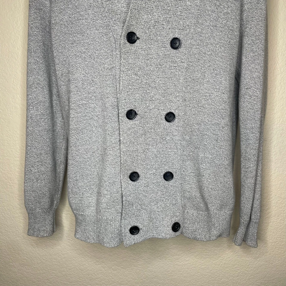Cárdigan tejido estilo chaquetón con doble cuello de algodón gris talla M de H&M para hombre Foto 3 de 4