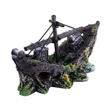 Artificial Resin Pirate Ship Boat Aquarium Landscaping Glass Fish Tank Orname...