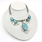 Charleston Draper Signed Navajo Sterling Spiderweb Turquoise Necklace #S5308-4 — photo 1
