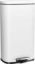 8 Gallon Step Kitchen Trash Can Stainless Steel Garbage Bin White
