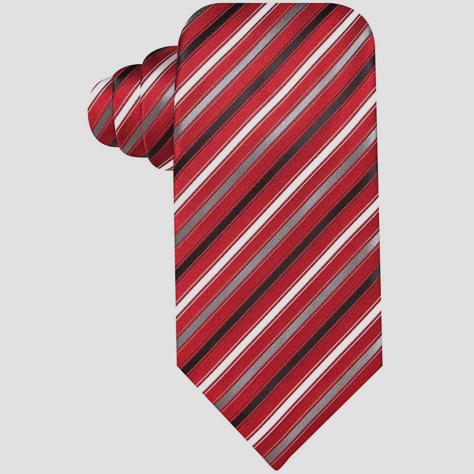 Geoffrey Beene Men's Titanium Stripe Red Necktie-OS