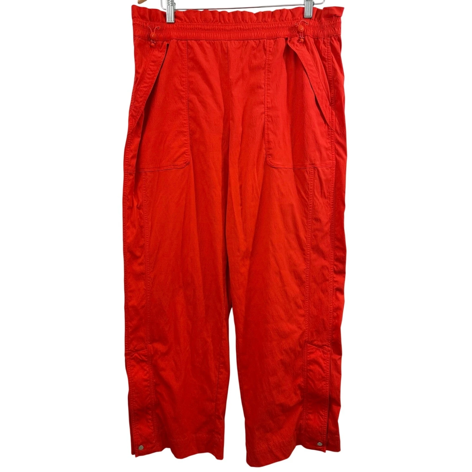 Athleta Trekkie Parachute Pants Vermillion Orange Size 14 Hiking Nylon Outdoor