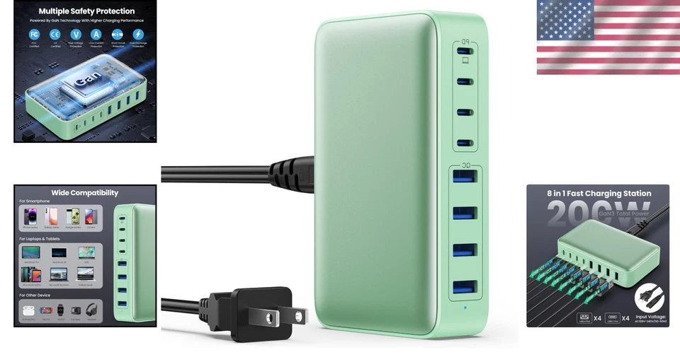 Bloque Cargador Compacto 200W USB C con 65W PD, Carga Rápida para MacBook y iPhone Foto 2 de 4