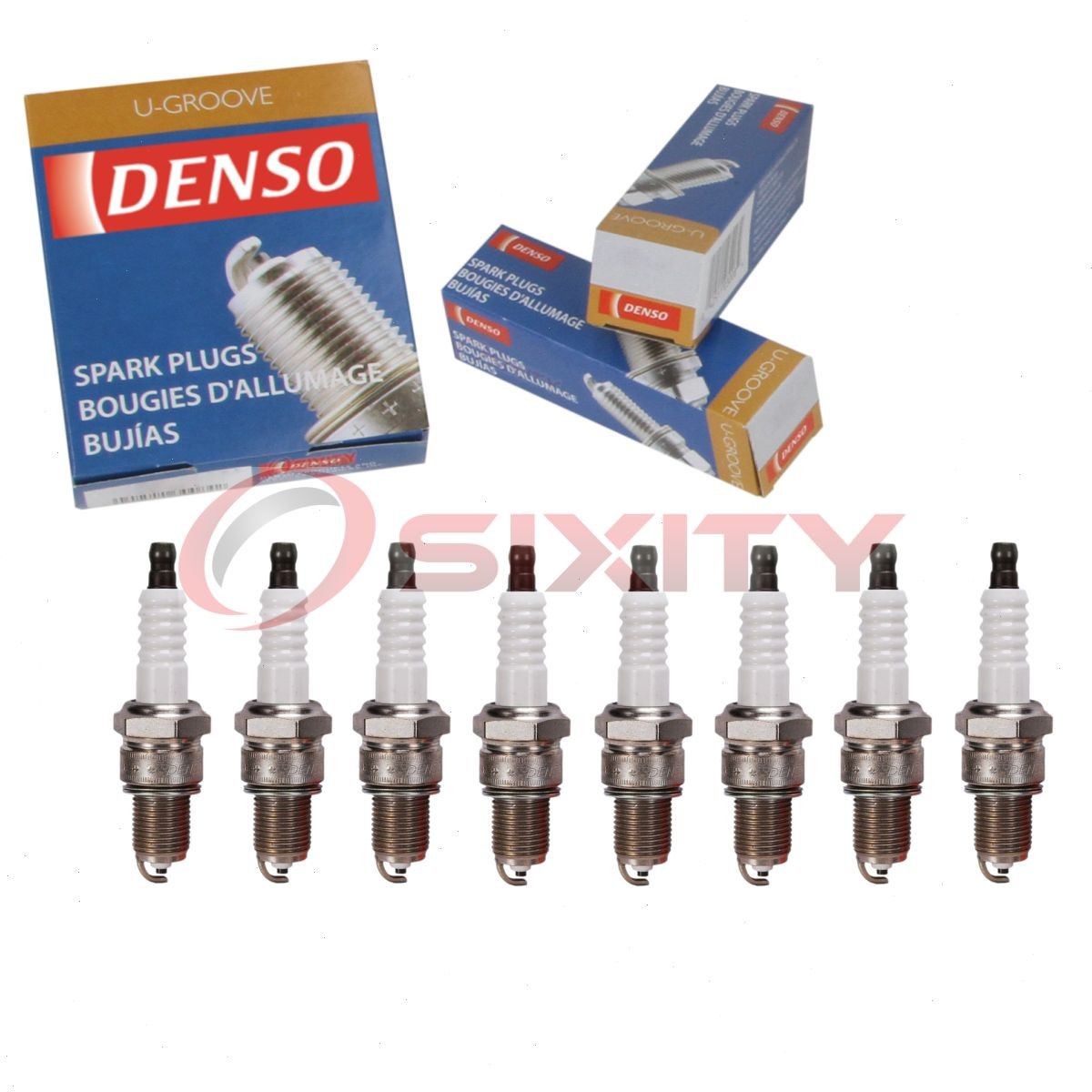 8 pc DENSO 3204 Standard U-Groove Spark Plugs for W20EX-U/SOLID 7131 6775 fx
