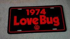 Black 1974 Volkswagen LOVE BUG license plate car tag 74 VW  beetle