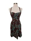 Ruby Rox Y2K Vintage Rockabilly Halter Dress Womans Size 6 Brown Floral