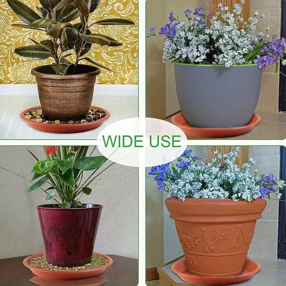 Plato de plantas duradero 6 piezas 12 pulgadas - Bandeja de maceta para protección del piso y captura de agua Foto 3 de 4