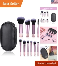 Luxury 10-Piece Travel Makeup Brush Set with Makeup Bag in Black Pink