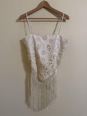 Sea New York New Rafina Eyelet Fringe Top Cream Small