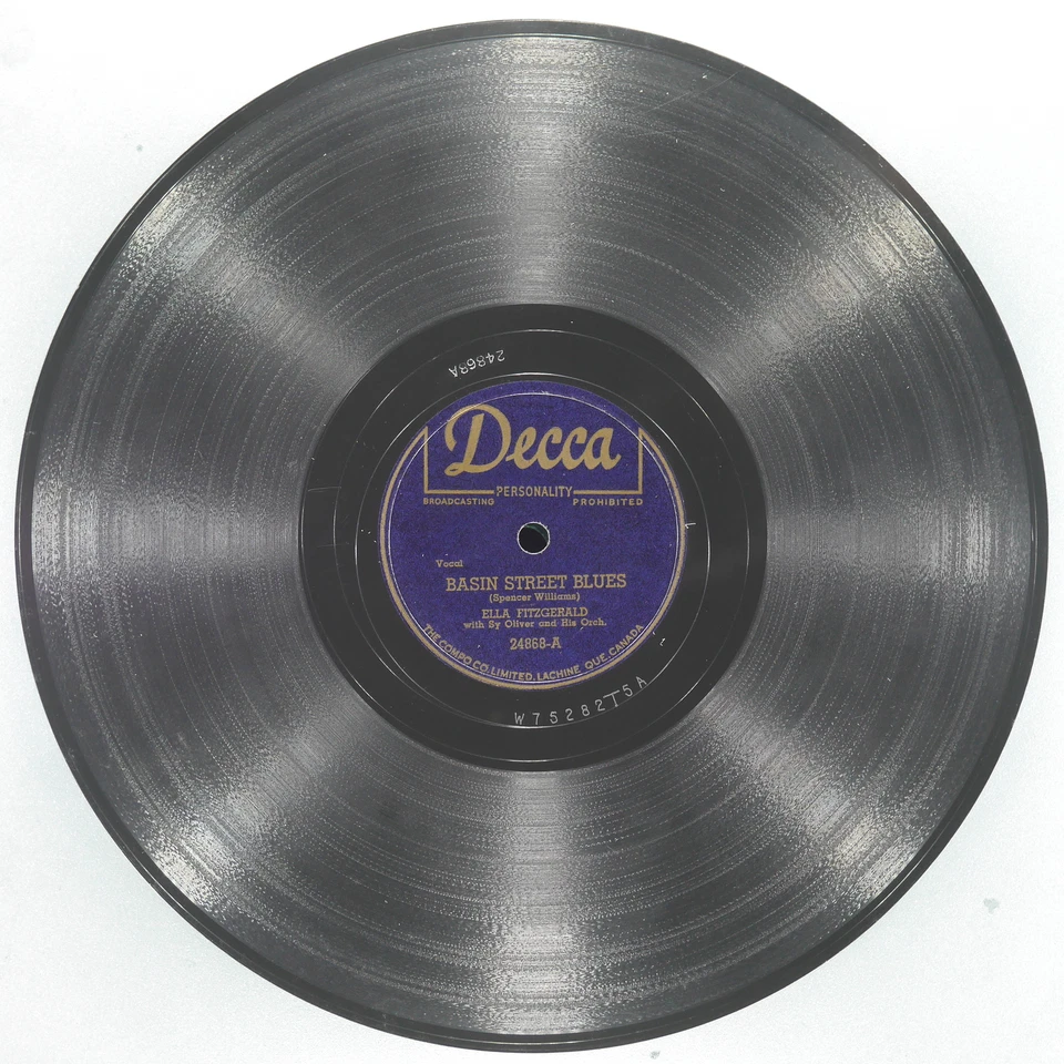 ELLA "SATCHMO" FITZGERALD SY OLIVER Basin Street Blues DECCA 24868 VG+ 78 10" - Image 2 of 4