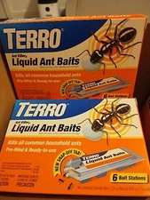 2PK TERRO Liquid Ant Killer Bait Tray Traps Ready To Use 6 PACK EACH (12 TOTAL).