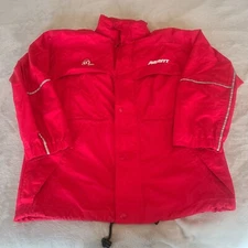Averitt Express Mens Medium Red Cintas Attached Hoodie Rain Jacket Coat