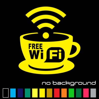 Free WiFi Here Sticker Decal – Vinyl, Weatherproof, For Store Windows Or Cars