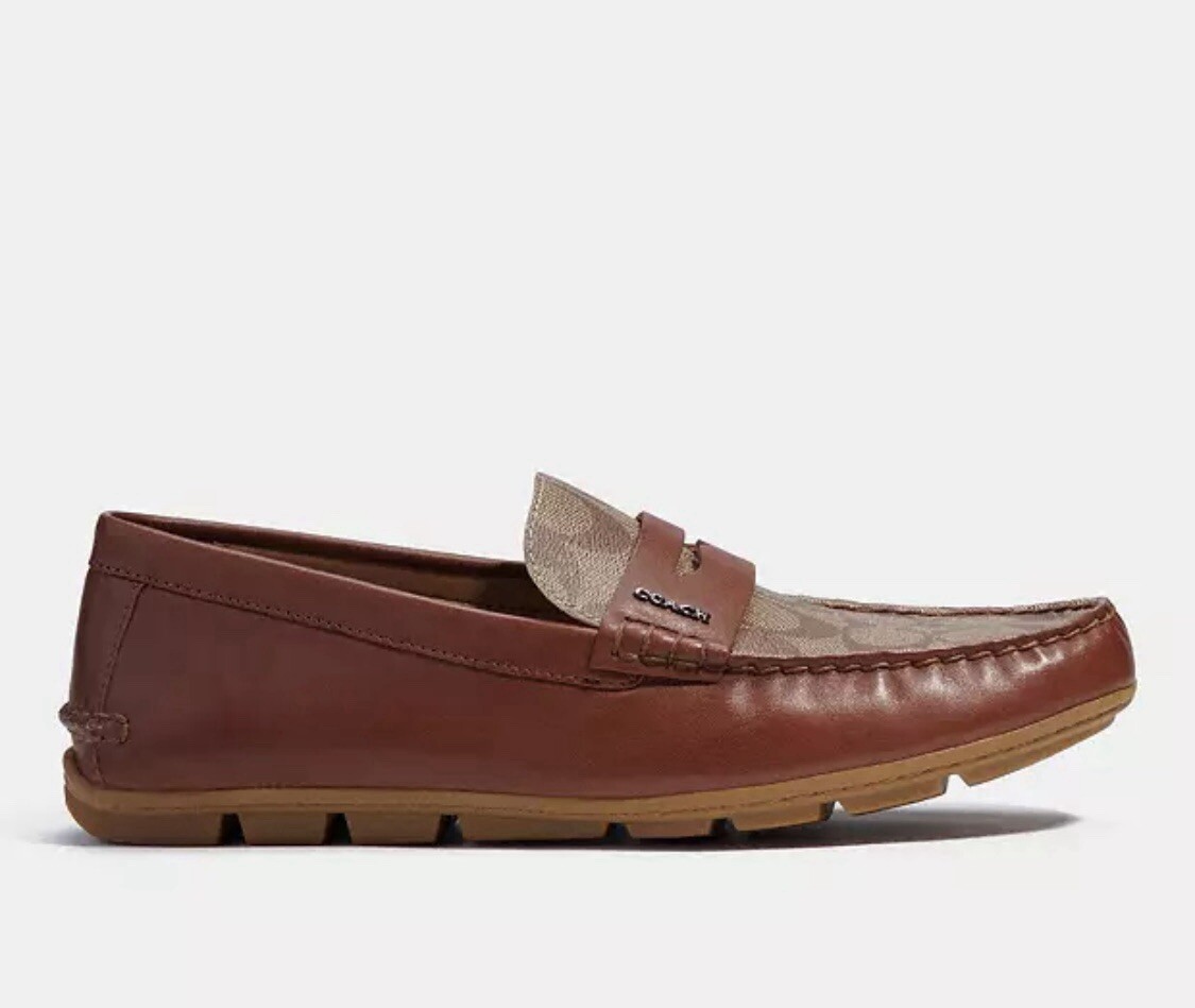 Coach Men's Mott Leather Driver Signature PVC Size 7D Color