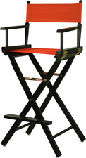 30" Director'S Chair Black Frame-With Orange Canvas, Bar Height