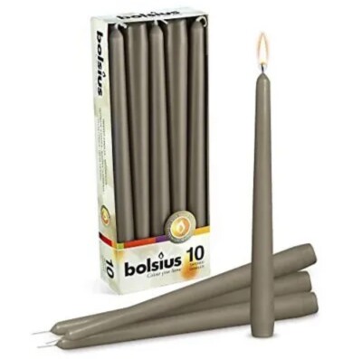 Bolsius Gray Taper Candles 10 Pack 10 Inch