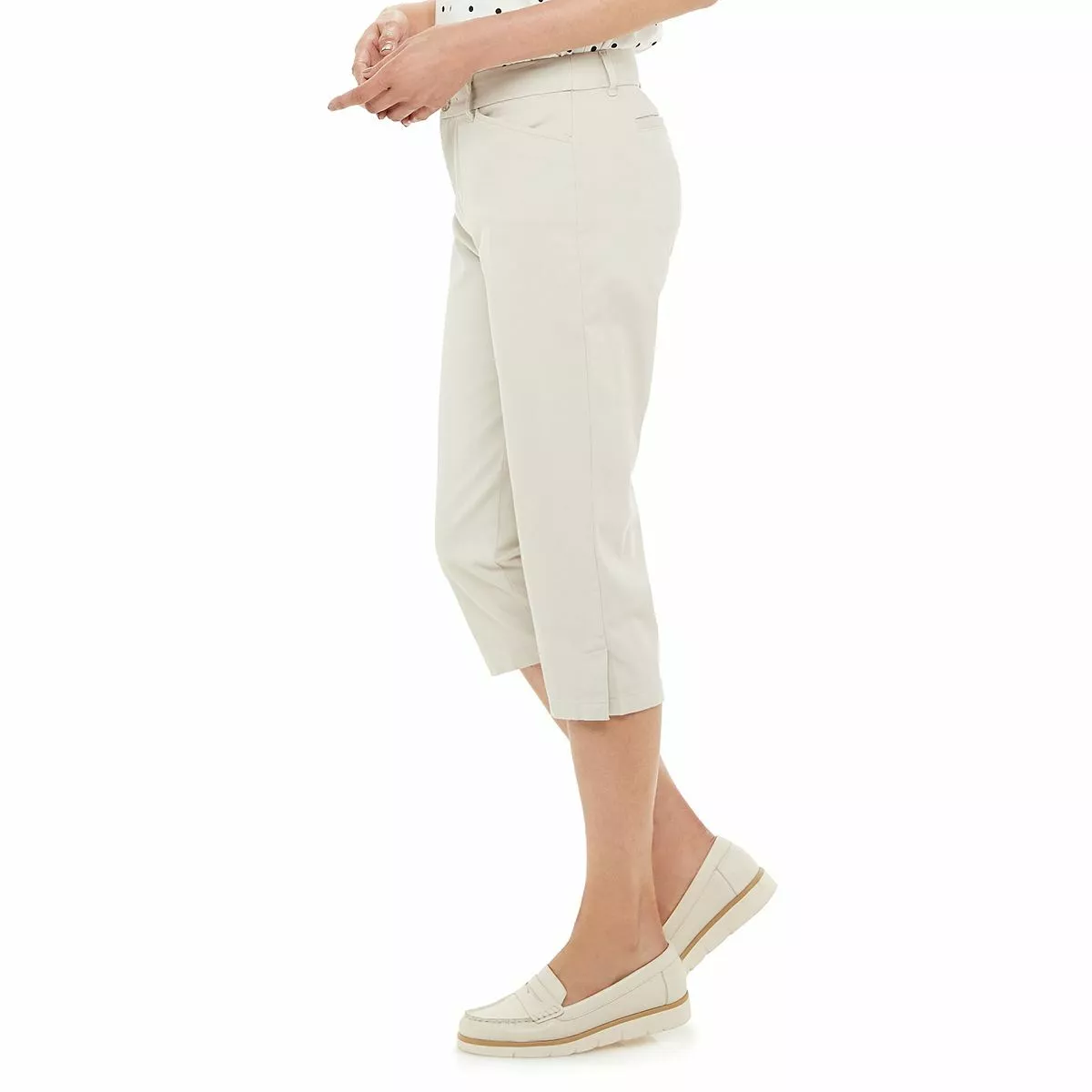 Women's Croft & Barrow Beige Classic Chino Capri Pants Size 16W