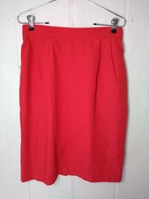 Vtg Sag Harbor Midi Skirt Womens 12 Solid Red Button Zip Elastic Lined Pockets