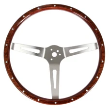 CJ Classics Steering Wheel Woodgrain 14" With Slotted Spokes For 3-Bolt Hubs