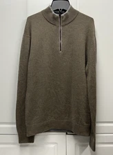 Greyson Sebonack Cashmere Wool 1/4 Zip Brown Pullover Sweater - Small