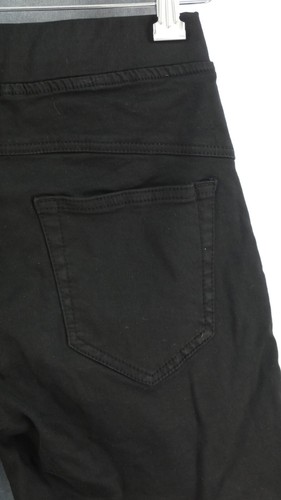 Black Denim Shorts Bermuda Stretch Cotton Drawstring Waist Slash Pockets size S - Picture 13 of 15