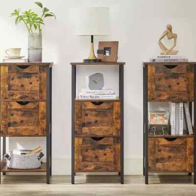 Rustikaler Aufbewahrungsschrank schmal Badschrank Vintage Lounge Schublade Kommode