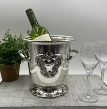 Vtg Gorham CHANTILLY Silverplate Ice Bucket WINE CHILLER  Handles 8” 1950’s