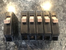 Lot of 6 Cutler Hammer Type CH Circuit Breakers 1 Pole 15 Amp 20 Amp