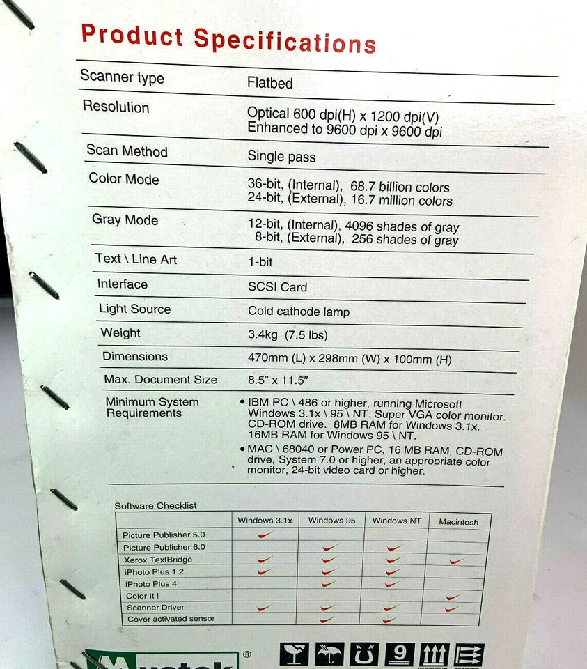 Mustek Paragon 1200 III SP 36-Bit Flatbed Scanner Vintage - Image 3 of 4