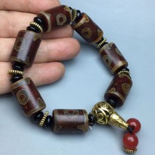 Details about Tibetan old agate bead bracelet Three eyes sky Bead Bracelet